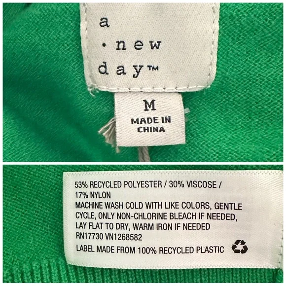 A New Day Women’s Medium Button Down Cardigan Sweater Bright Kelly Green V-Neck - Picture 11 of 13